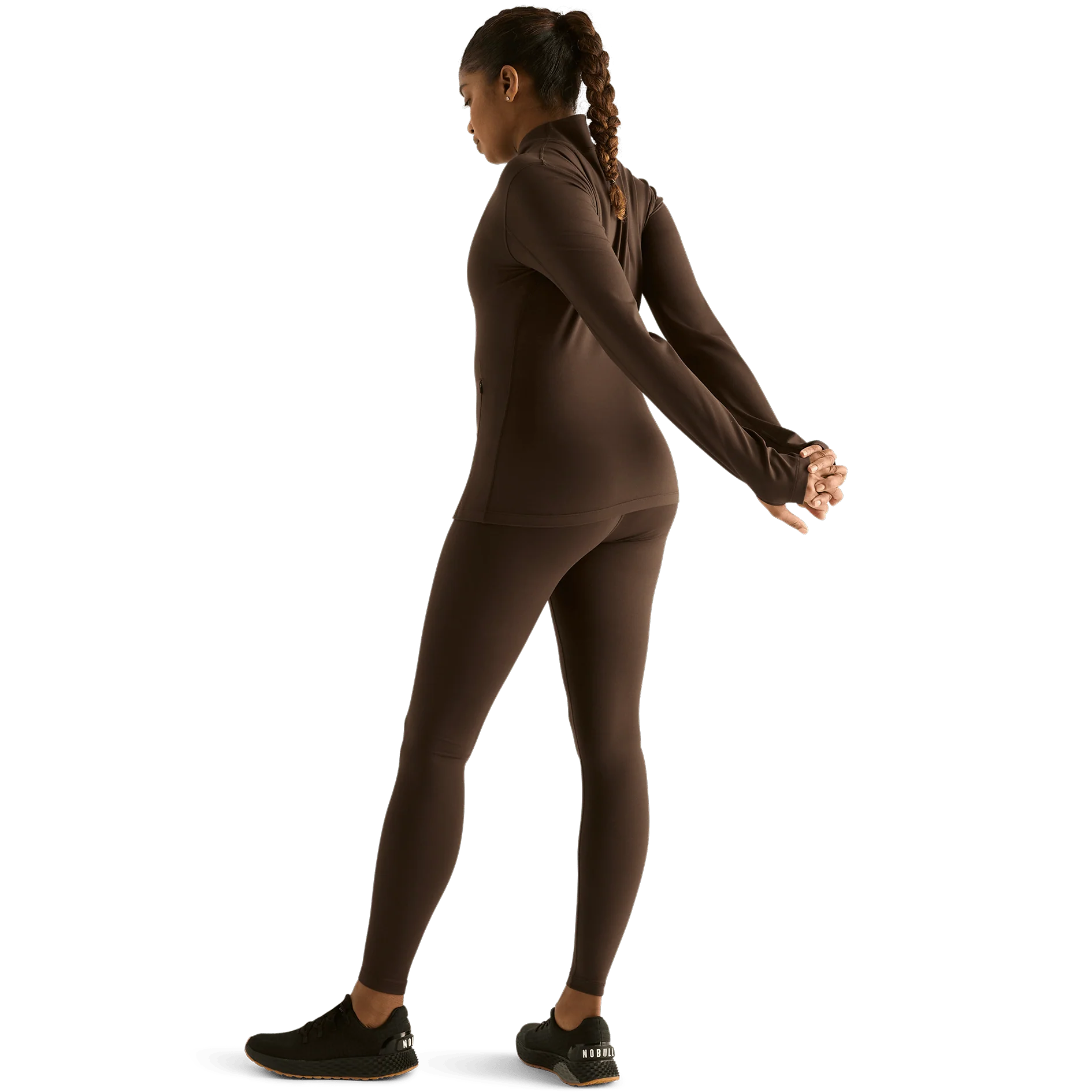 Women's Matte Zip-Up Jacket x Tights - Chocolate - Image 2