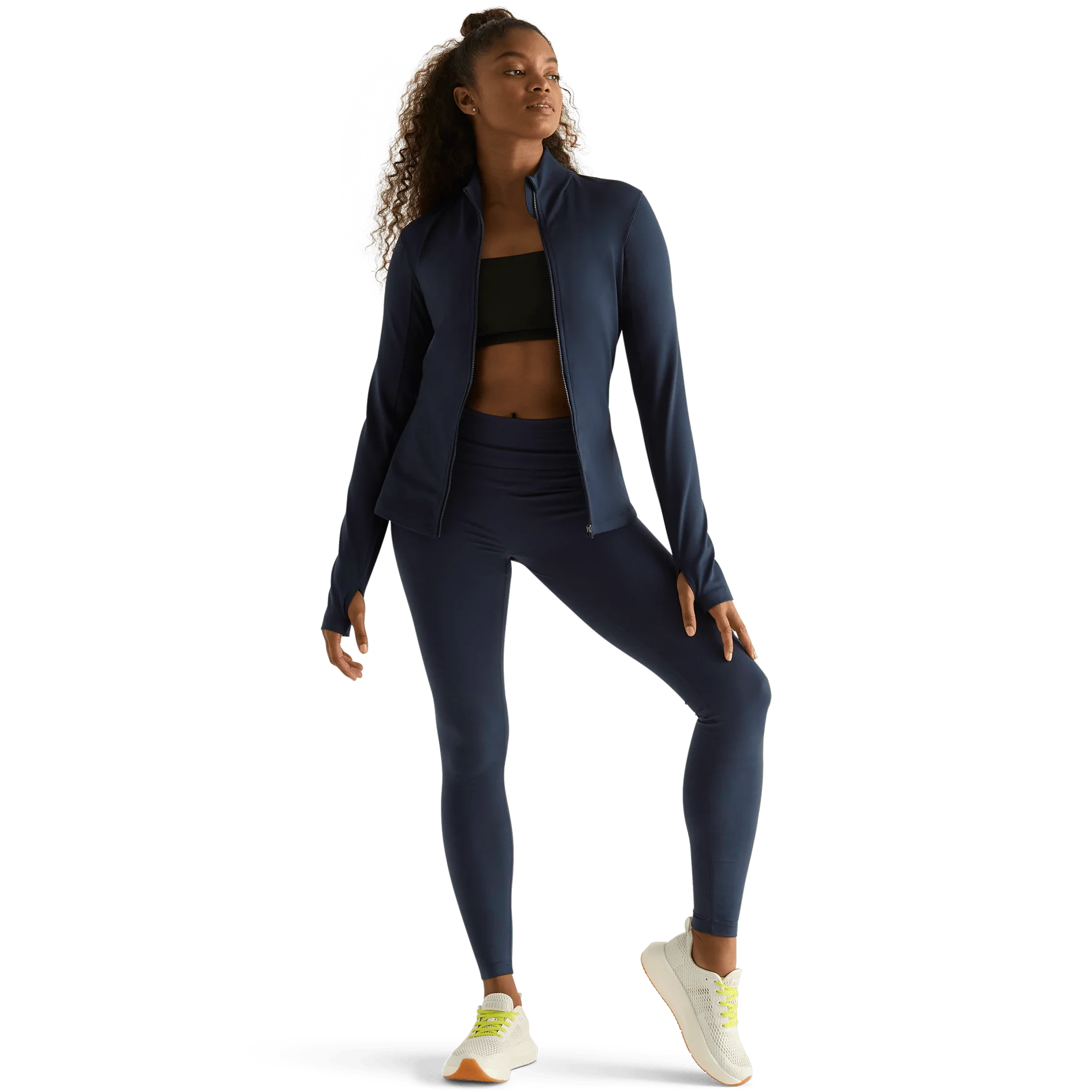 Women's Matte Zip-Up Jacket x Tights - Night Navy